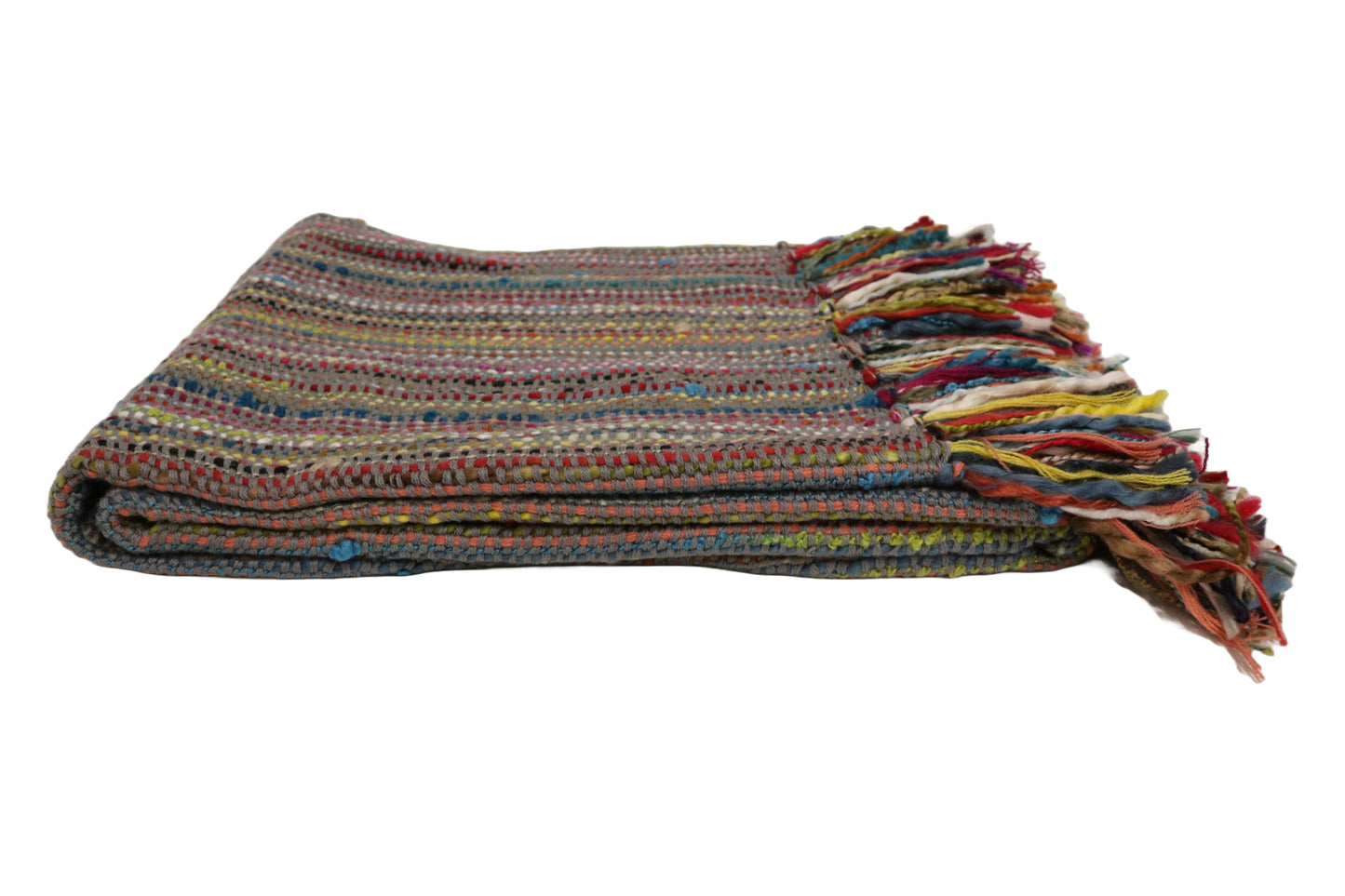 Handcrafted Wool & Cotton Throw Blanket Dark Gray