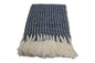 Handcrafted Wool & Cotton Throw Blanket Blue