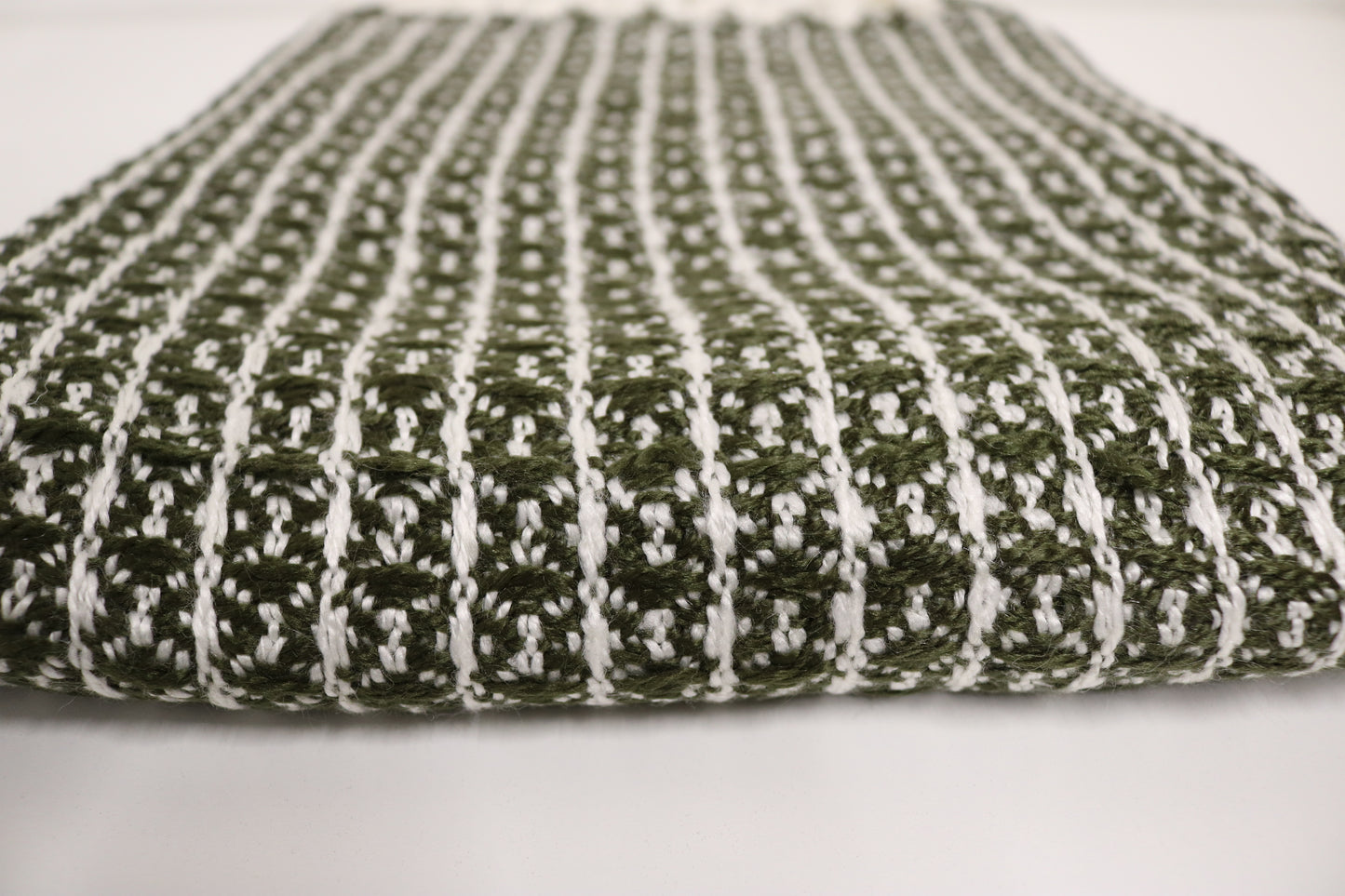 Handcrafted Wool & Cotton Throw Blanket Green