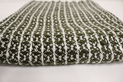 Handcrafted Wool & Cotton Throw Blanket Green