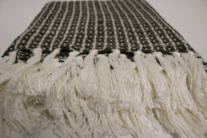 Handcrafted Wool & Cotton Throw Blanket Green