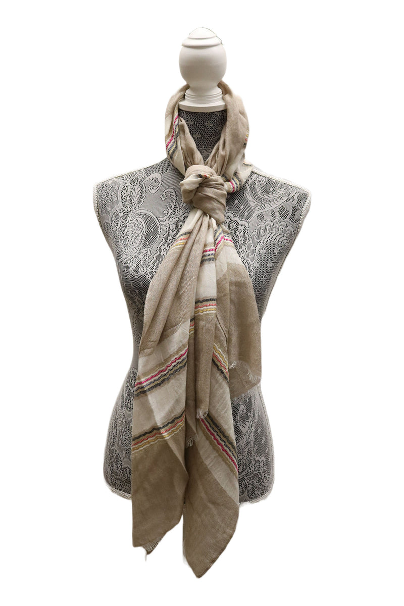 Home&Manor 100% Cotton and Polyester Scarf, Wrap, Throw, Shawl