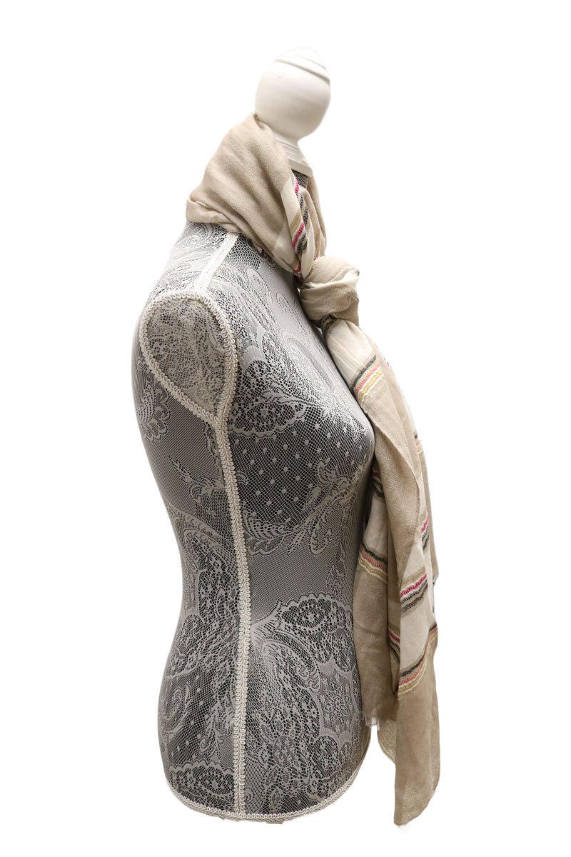 Home&Manor 100% Cotton and Polyester Scarf, Wrap, Throw, Shawl