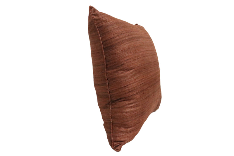 Raw Silk Throw Pillow 18" Dark Tan