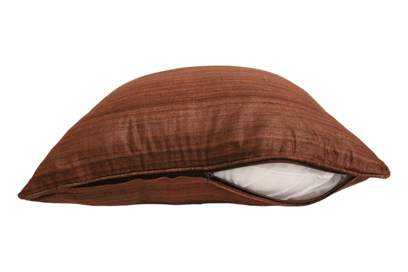 Raw Silk Throw Pillow 18" Dark Tan