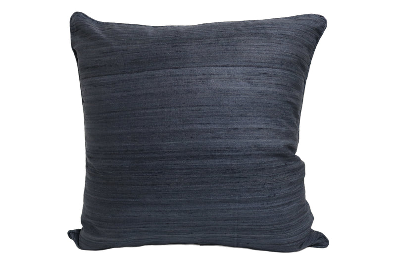 Raw Silk Throw Pillow 18" Dark Blue