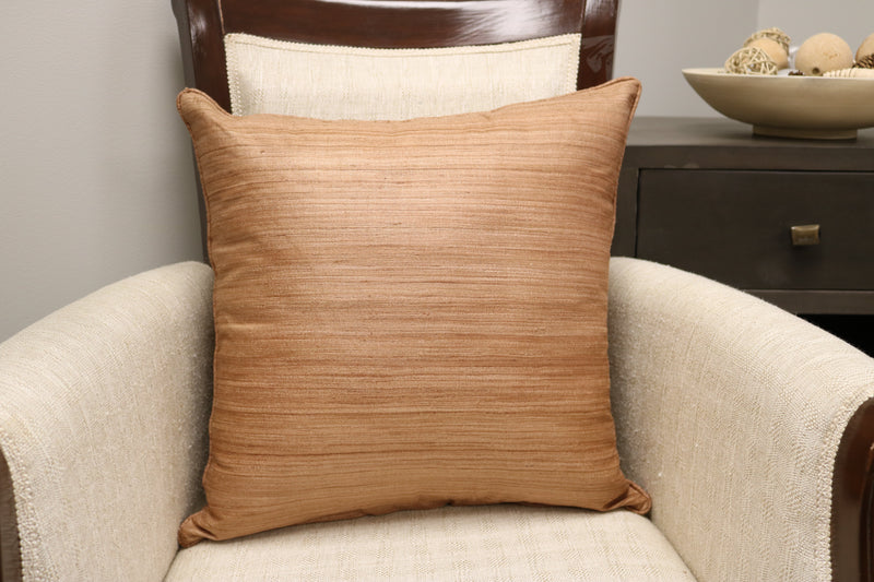 Raw Silk Throw Pillow 18" Light Tan