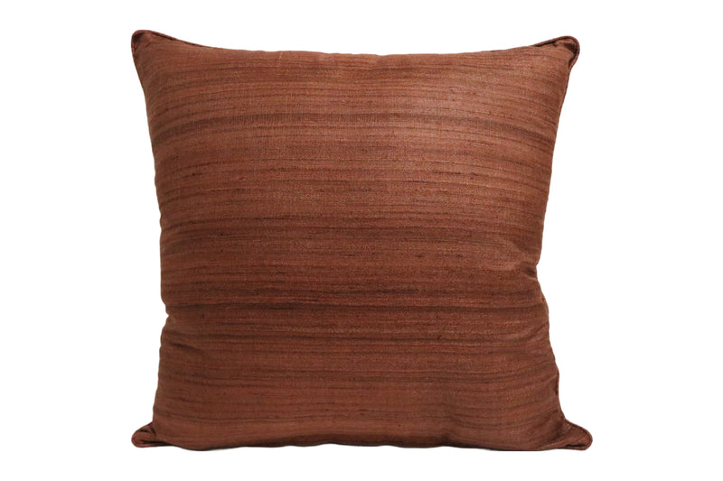 Raw Silk Throw Pillow 18" Dark Tan