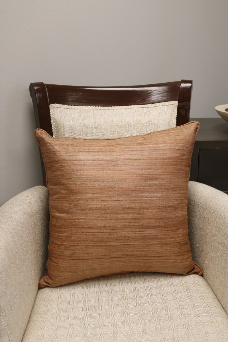 Raw Silk Throw Pillow 18" Light Tan