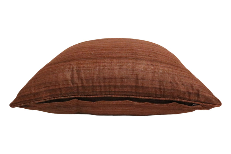 Raw Silk Throw Pillow 18" Dark Tan