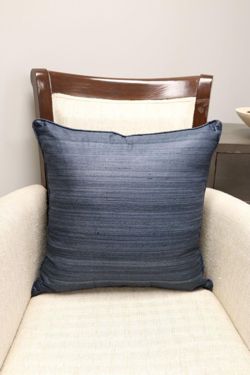 Raw Silk Throw Pillow 18" Dark Blue