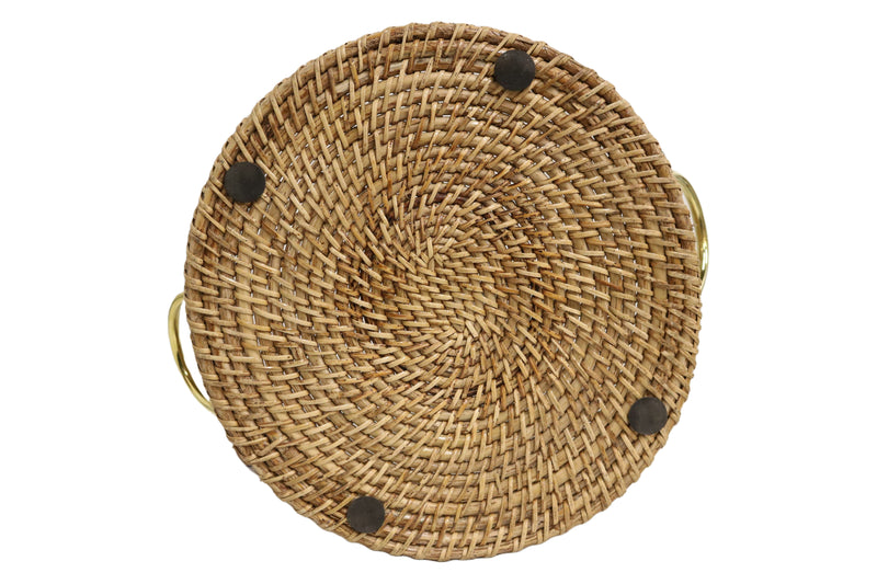 Home&Manor 10" Wicker Deep Tray with Double Handle