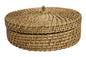Home&Manor 10" Rattan Brass Knob Box