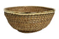 Home&Manor 12" Rattan Hammered Brass Rim Basket