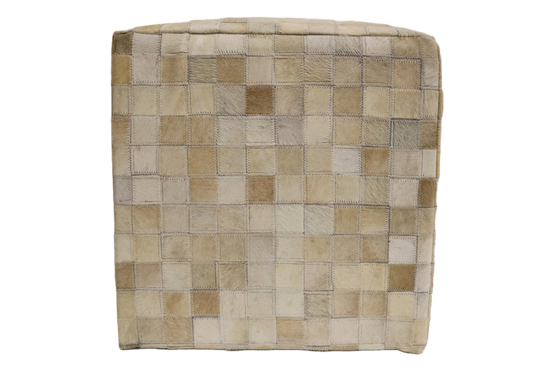 Girona 100% Cowhide Leather Cube Pouf