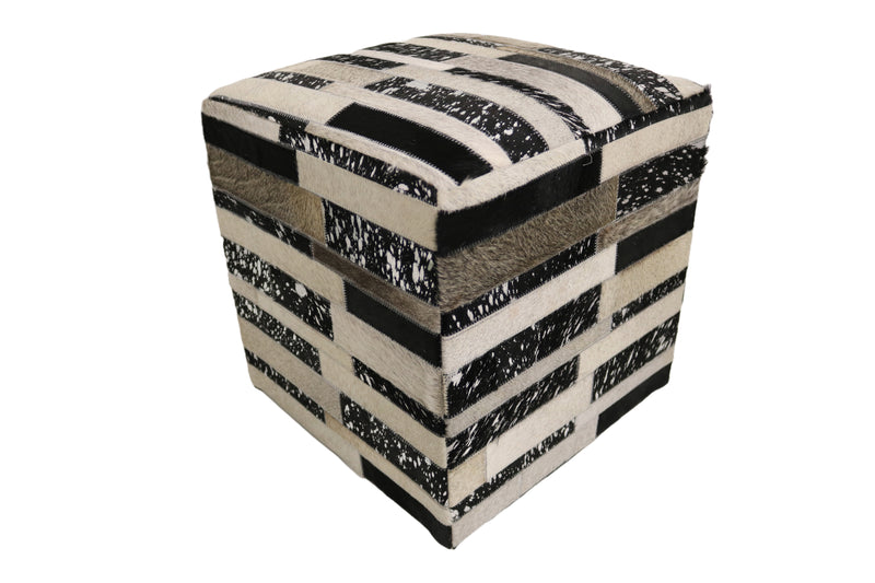 Granada 100% Cowhide Leather Cube Pouf