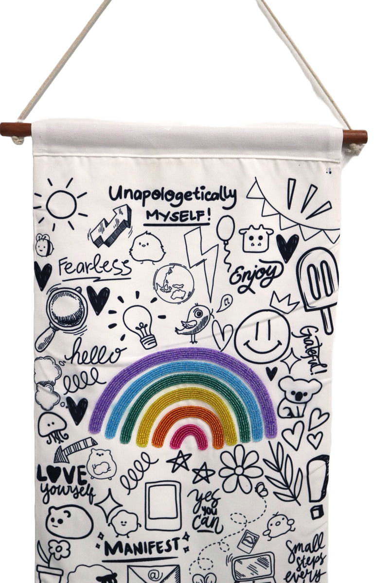Home&Manor Illustrated Rainbow Wall Hanging