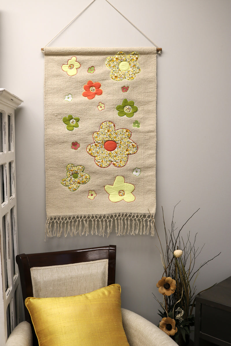 Home&Manor Large Floral Macrame Wall Hanging