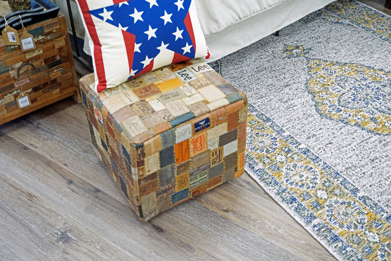 Daniella Leather Pouf