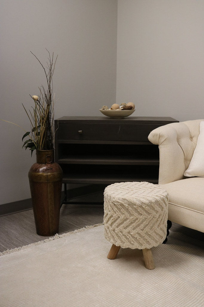 Bordeaux Cotton Round Stool