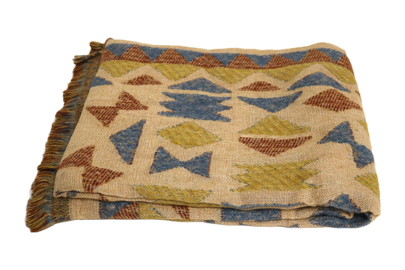 Handcrafted Wool & Cotton Throw Blanket