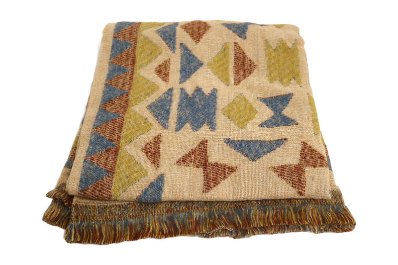 Handcrafted Wool & Cotton Throw Blanket