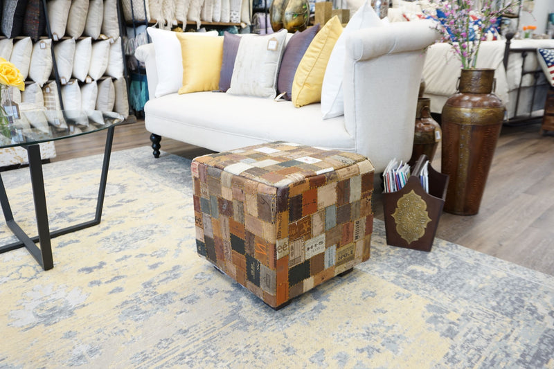 Daniella Leather Pouf