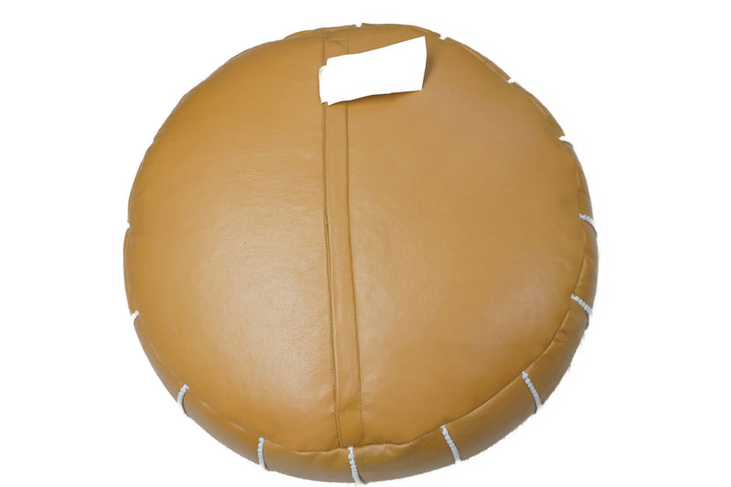 Moroccan Leather Round Pouf
