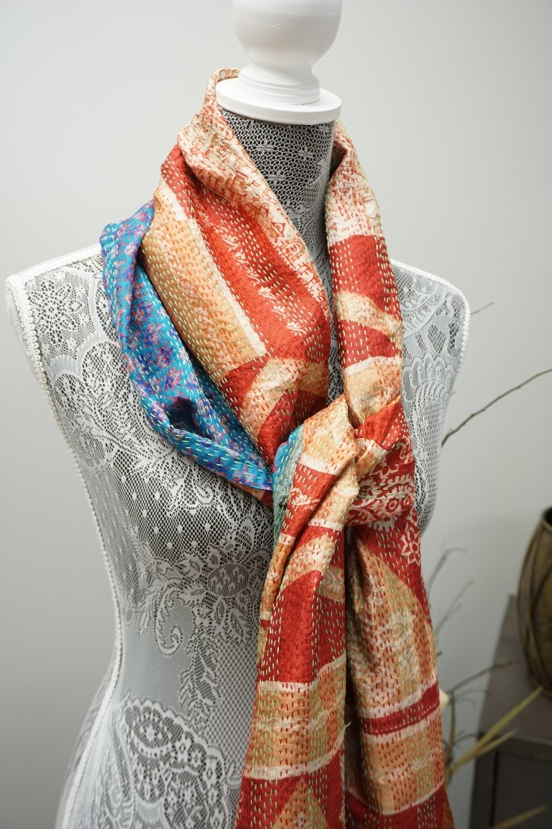 Vintage Kantha Silk Scarves