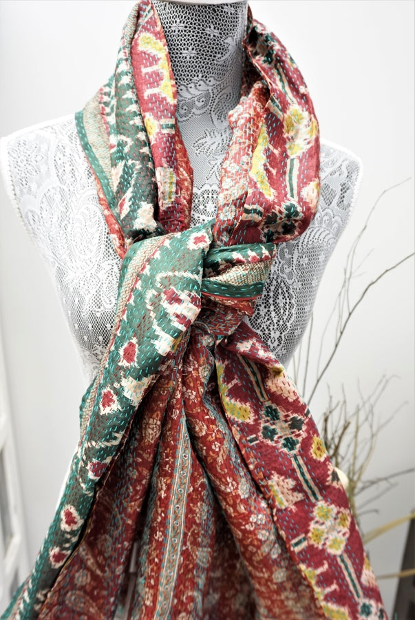 Vintage Kantha Silk Scarves