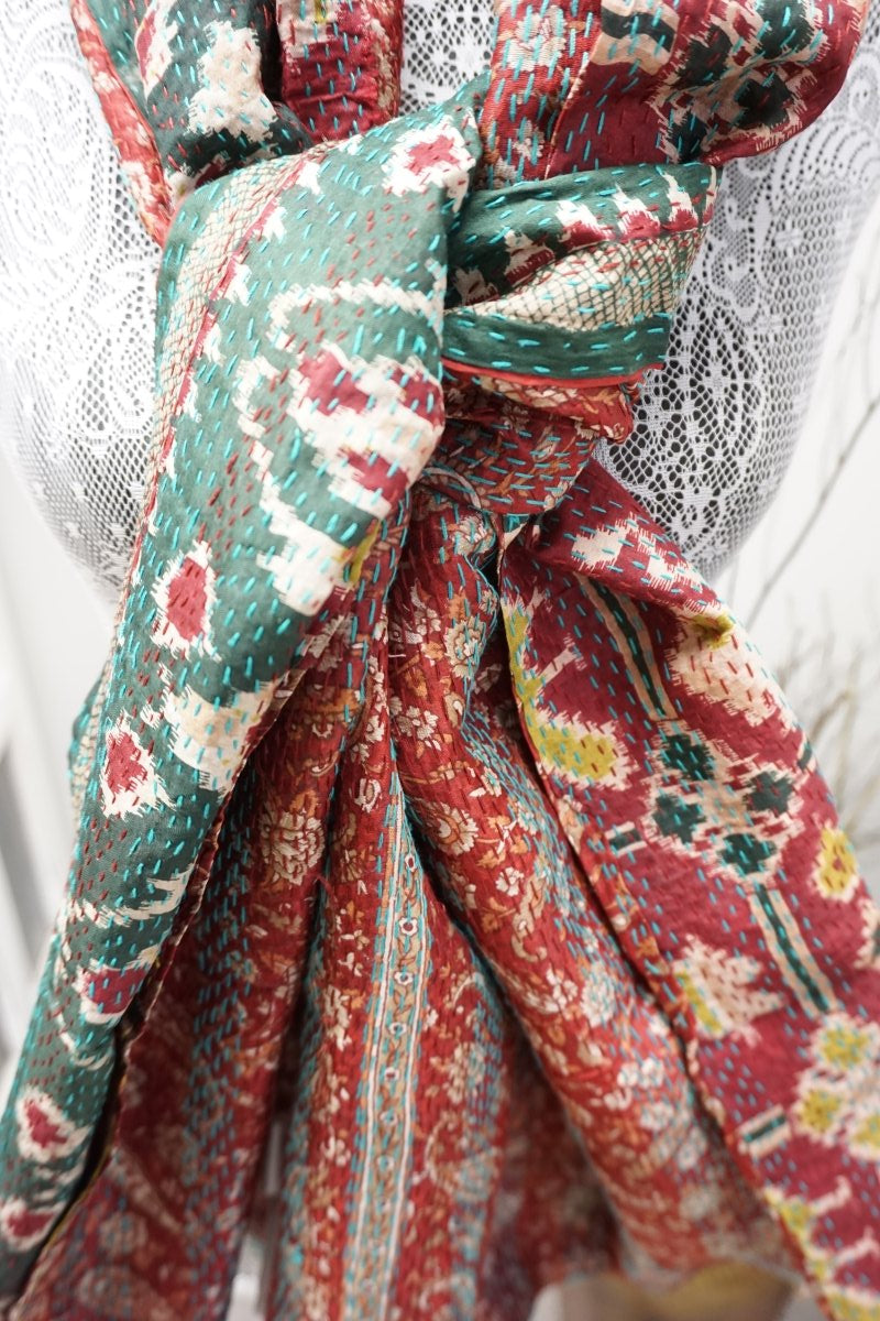 Vintage Kantha Silk Scarves