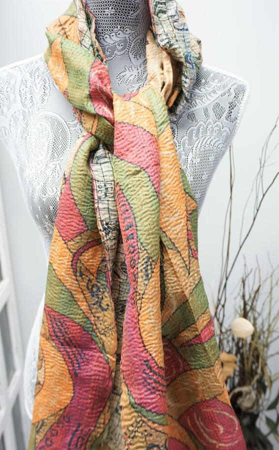 Vintage Kantha Silk Scarves