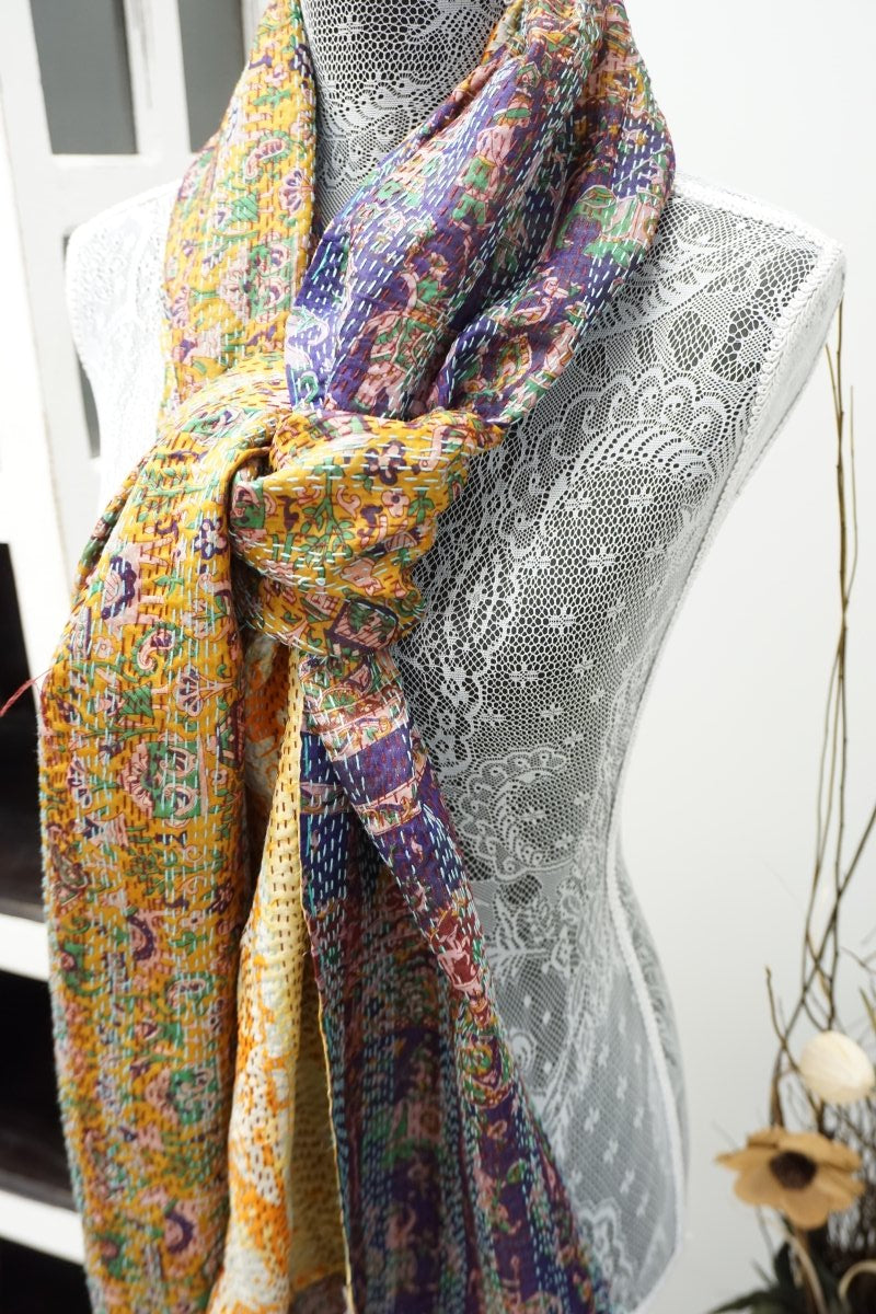 Vintage Kantha Silk Scarves