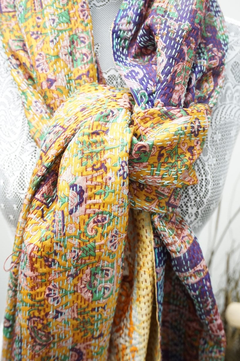 Vintage Kantha Silk Scarves