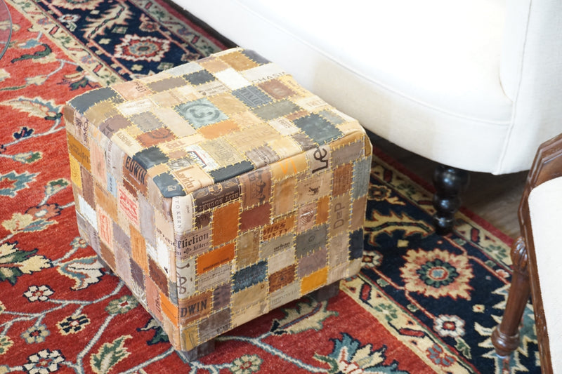 Daniella Leather Pouf