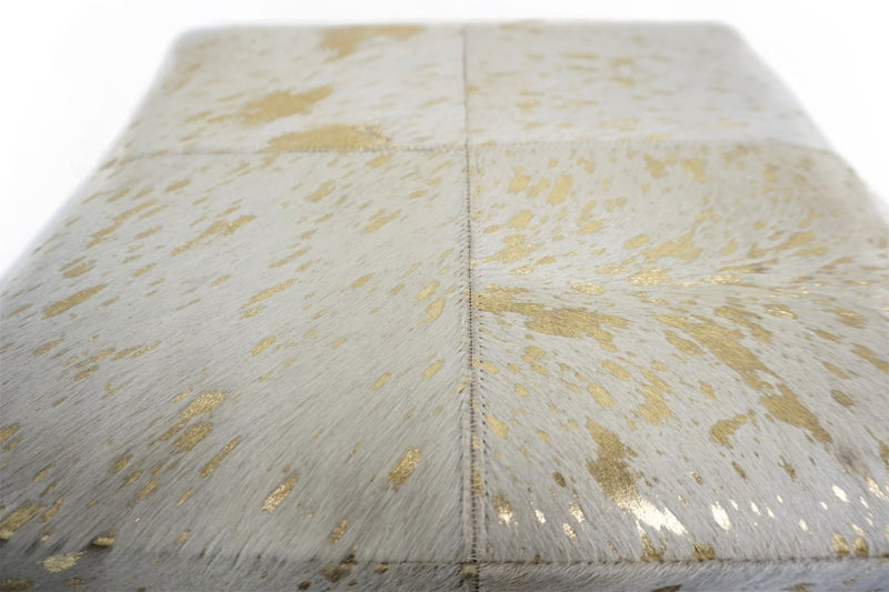 Leather Gold Square Cube Ottoman