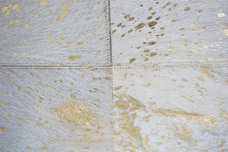 Leather Gold Square Cube Ottoman