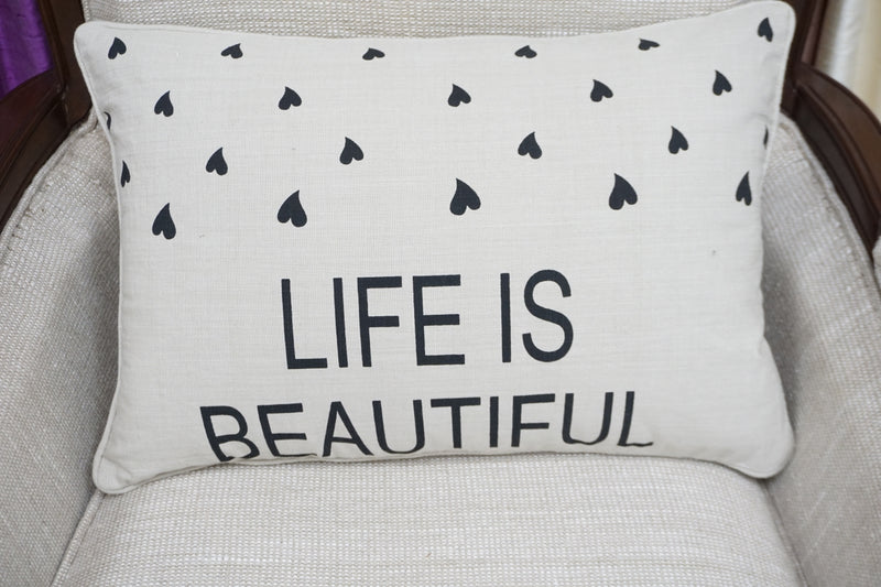 'Life Is Beautiful' Quote Pillow