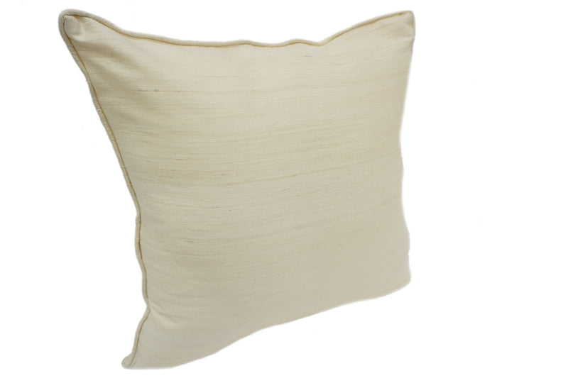 Raw Silk Throw Pillow 18" Off White