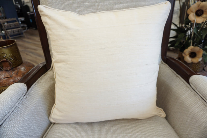 Raw Silk Throw Pillow 18" Beige