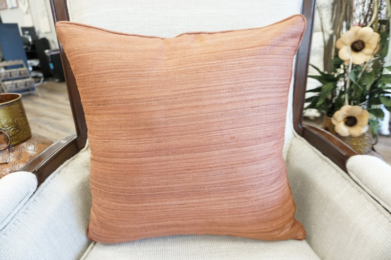 Raw Silk Throw Pillow 18" Light Brown