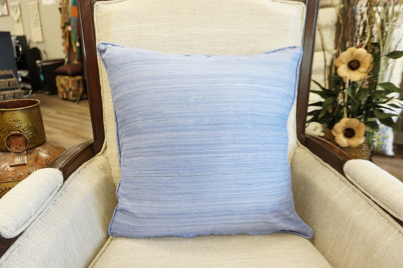 Raw Silk Throw Pillow 18" Light Blue