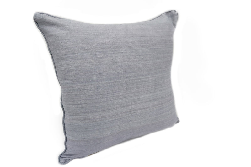 Raw Silk Throw Pillow 18" Light Gray