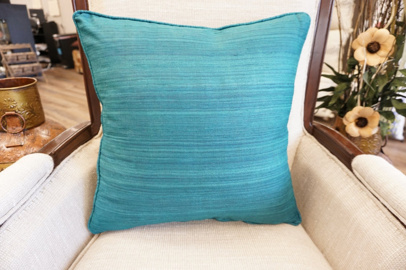 Raw Silk Throw Pillow 18" Teal