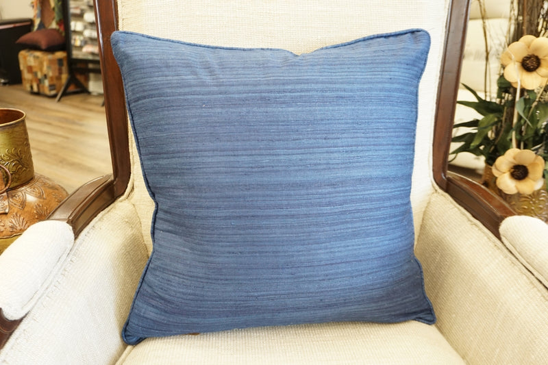 Raw Silk Throw Pillow 18" Blue