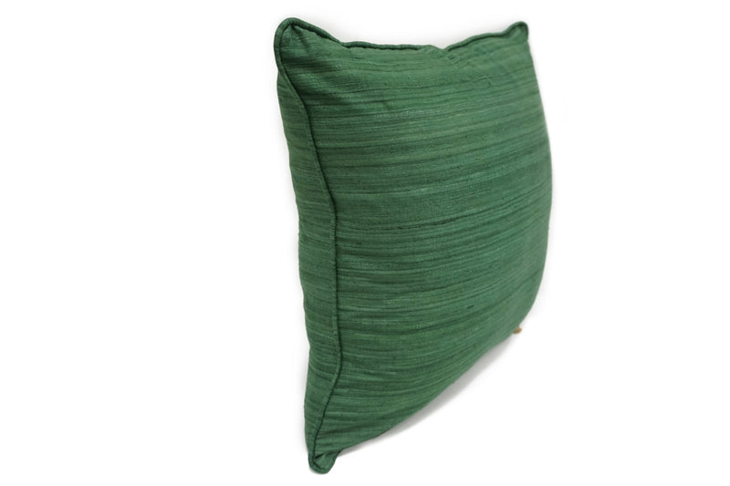 Raw Silk Throw Pillow 18" Dark Green
