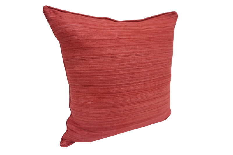 Raw Silk Throw Pillow 18" Red