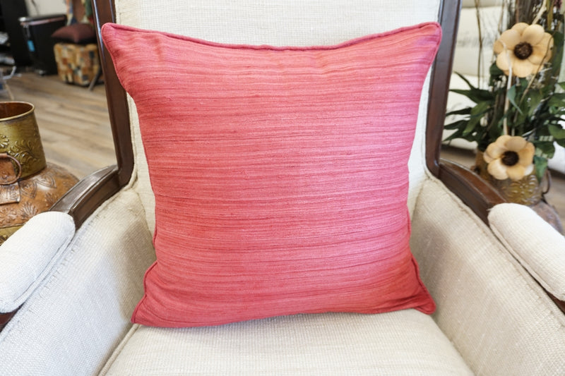 Raw Silk Throw Pillow 18" Red