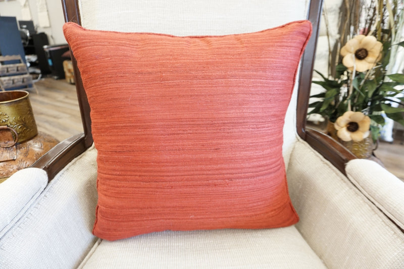 Raw Silk Throw Pillow 18" Dark Red