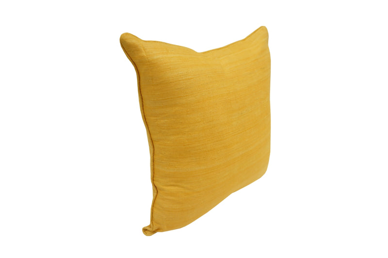 Raw Silk Throw Pillow 18" Yellow